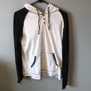 White/black hoodie.
